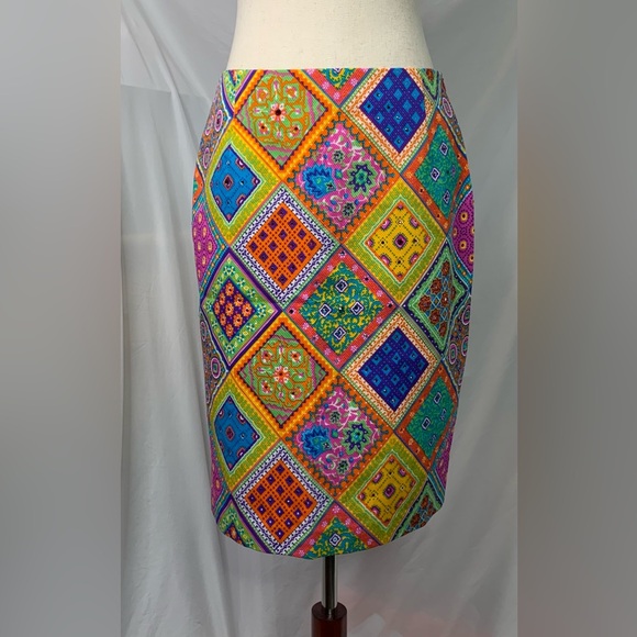 David Meister Women’s Colorful Lined Designer Skirt Size 4 EUC - Picture 2 of 14